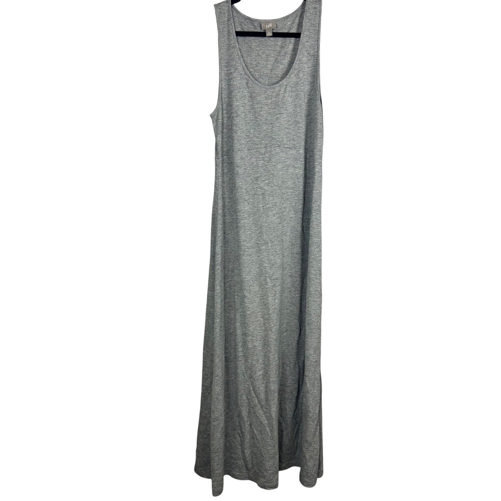 J. Jill‎ Gray Sleeveless Scoop Neck Rayon Wool Blend Knit Maxi Dress Medium